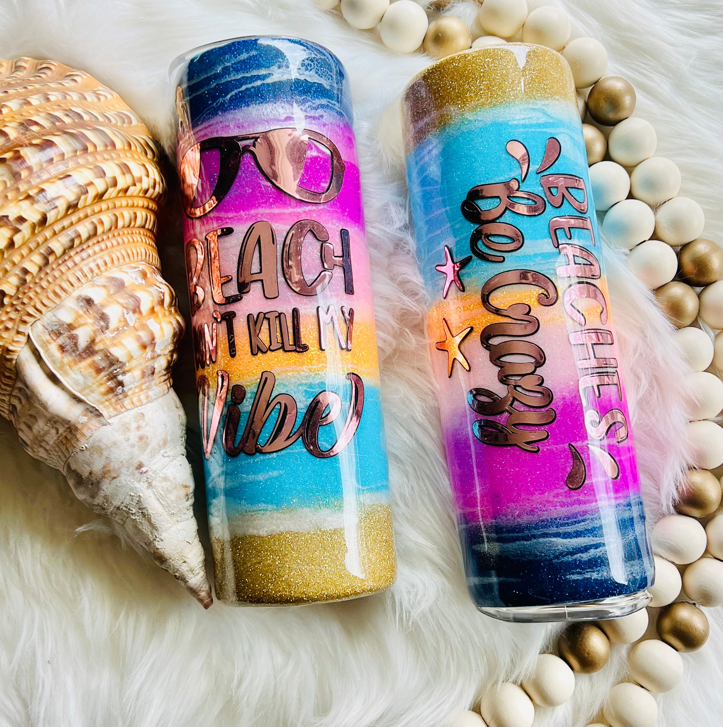 RTS Epoxied Beach Themed Tumbler