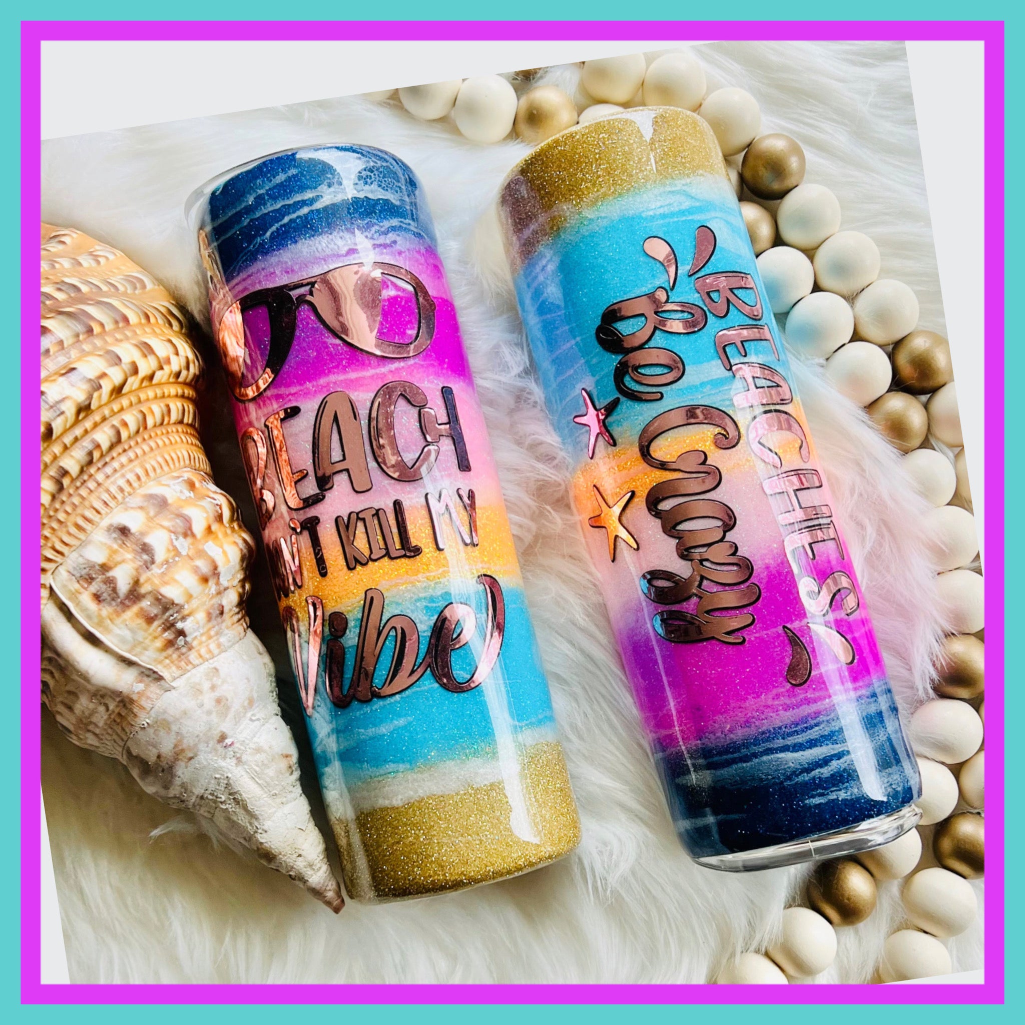 RTS Epoxied Beach Themed Tumbler