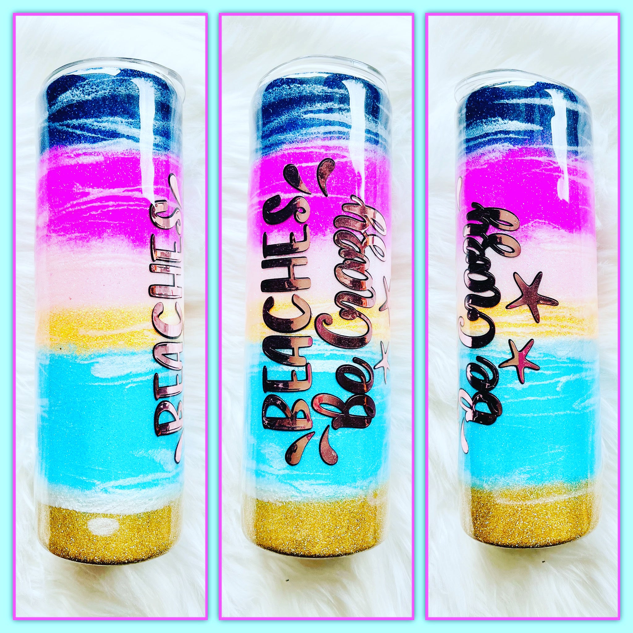 RTS Epoxied Beach Themed Tumbler