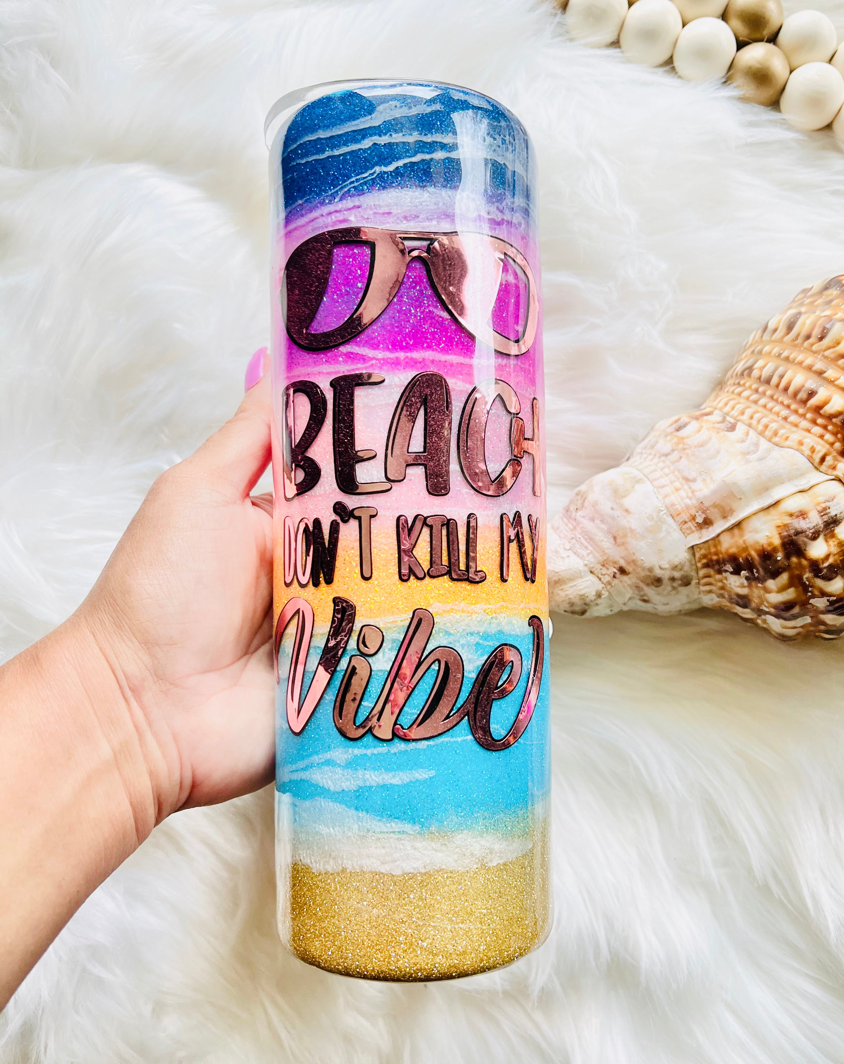 RTS Epoxied Beach Themed Tumbler