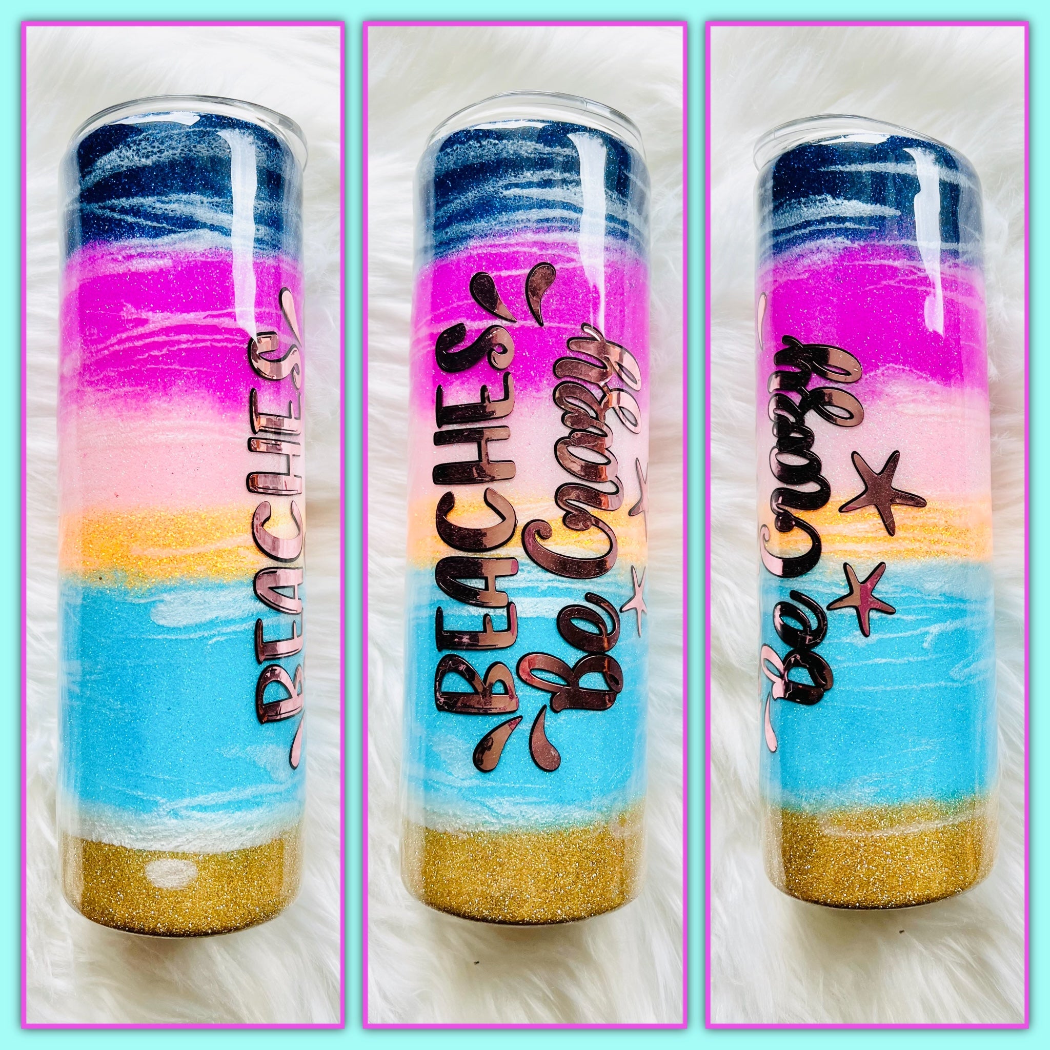 RTS Epoxied Beach Themed Tumbler
