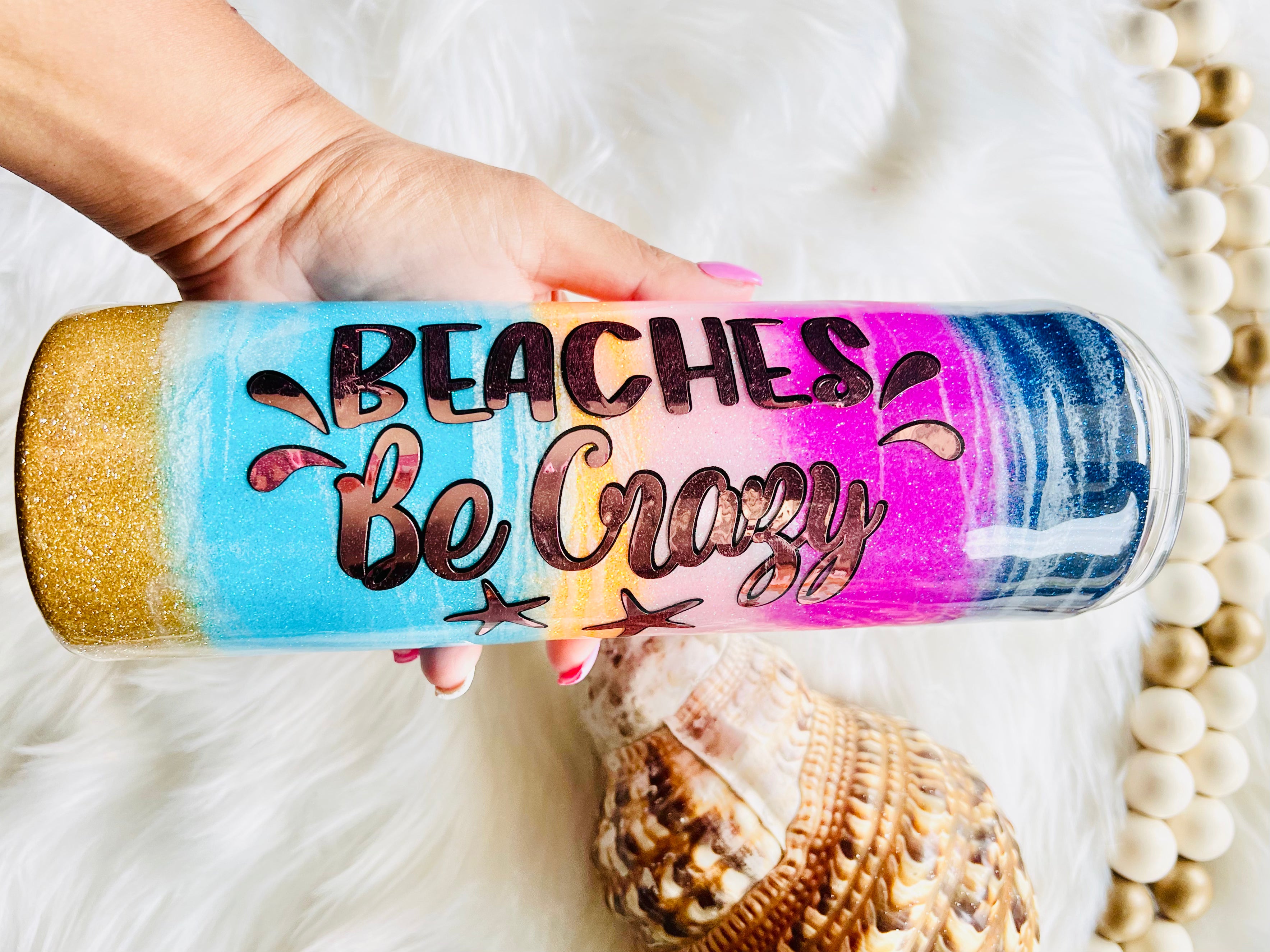 RTS Epoxied Beach Themed Tumbler